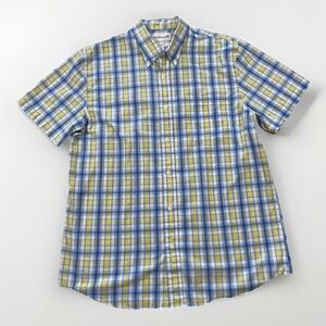 Saddlebred Shirt Mens Size L Blue Plaid Button Down Classic‎ Fit Short Sleeve